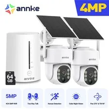ANNKE 4CH NVR Wireless 4MP PT Color Security System Solar Power Two Way Audio AI
