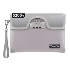 5200°F Fireproof Money Bag with Lock, Water Fireproof Document Bag with Zippe...