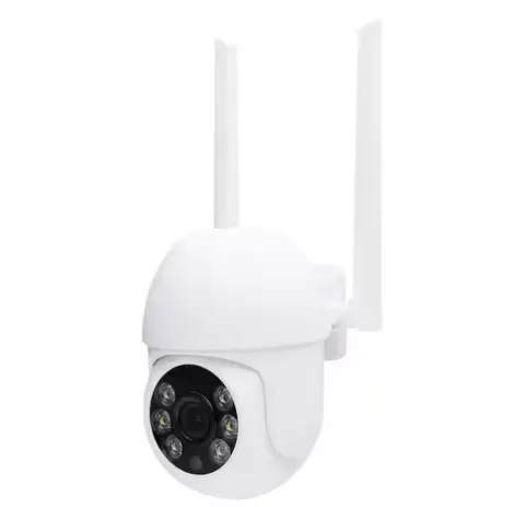Starfish WiFi Smart Outdoor Pan and Tilt Plug-In Security Camera w/ Light, White