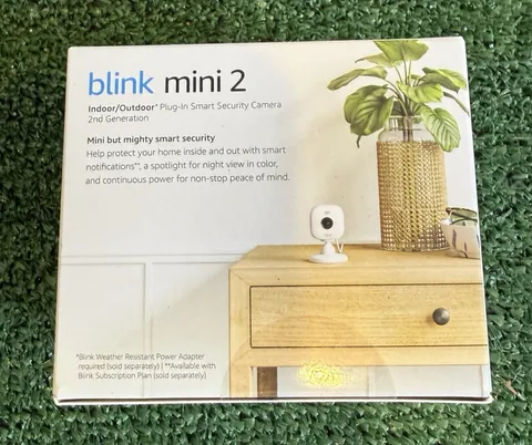 Blink Mini 2 Indoor and Outdoor White Plug-in Smart Security Camera HD Night