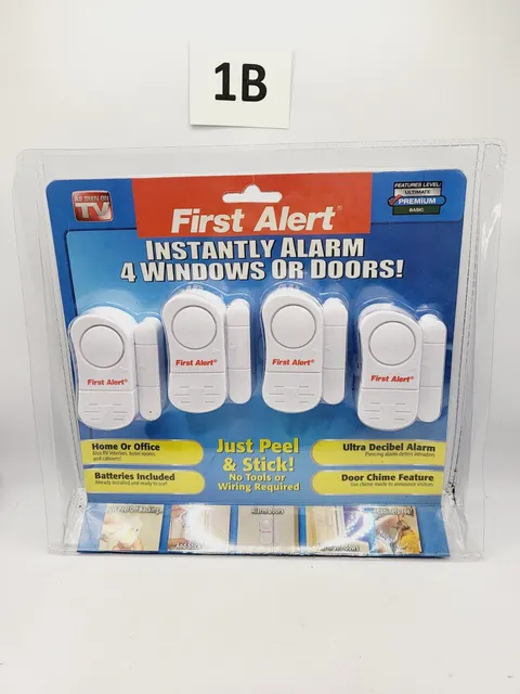 First Alert Instantly Alarm 4 Windows or Doors Peel & Stick security New