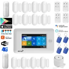 V52 Tuya APP Alexa WiFi+4G SMS Wireless Touch Keypad Home Security Alarm System