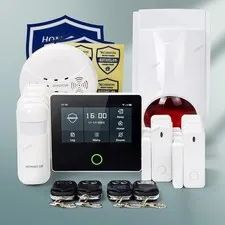 HOMSECUR Wireless WIFI 4G LCD Home House 4.3" Alarm System with Red Flash Siren