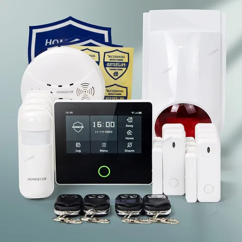 HOMSECUR Wireless WIFI 4G LCD Home House 4.3" Alarm System with Red Flash Siren