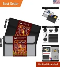 Small Money Bag 8.1“ × 4.8”，Zippered Fireproof Waterproof Document Bag， Safe ...