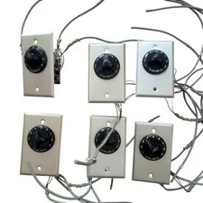 5 Wall-Mount Rotary Volume Control Knobs for 1970s Intercom System UNTESTED