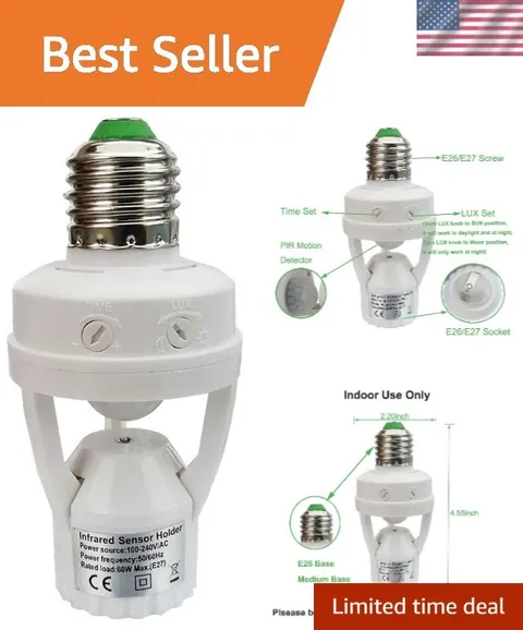 Effortless Installation E26/E27 PIR Motion Sensor Light Socket for Indoor Use