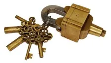 Padlock Antique Vintage Style Handmade Brass Square Shape Trick Lock With 6 Keys