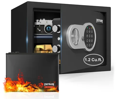 [ 1.2 Cu.ft. ]PATRON Fireproof Safe for Home,Digital Security Home Cabinet Sa...