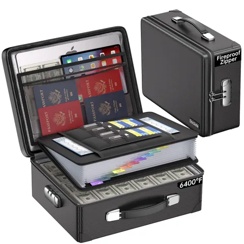 6400°F Fireproof Document Box with Lock,Heat Insulated Fireproof Water Resist...