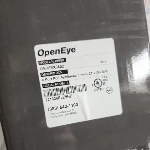OpenEye OE-MEX0802 8-Port Cloud-Managed Appliance with Built-in PoE, Linux, 2TB