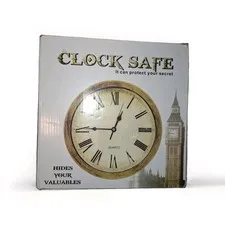 Clock Safe Wall Safe w/ Secret Compartment Hinged Quartz Gold/Black Medium