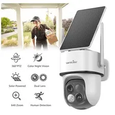 Wansview 2K Wireless Security Camera Outdoor Dual Lens 360°PTZ Color Night Visio