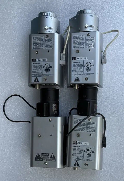 Lot of 4 Panasonic WV-CP504 SD5 CCTV Box Cameras w/ Fujinon Lenses &WV-LZA61/2S