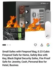 🔥Small Safes with Fireproof Bag, 0.23 Cubic Fireproof Safe for Home, Safety Box
