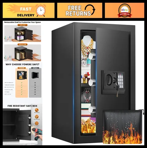 16.5" Tall Fireproof Waterproof Safe Box, 2.5 Cuft Digital Lock Security, Anti-T