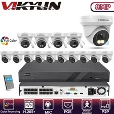 Vikylin 16CH NVR System 24H Color MINI Turret Monitor MIC 8MP Camera homekit Lot