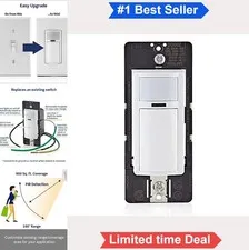 Motion Sensor Light Switch 180° View 900 sq ft Coverage No Neutral Wire