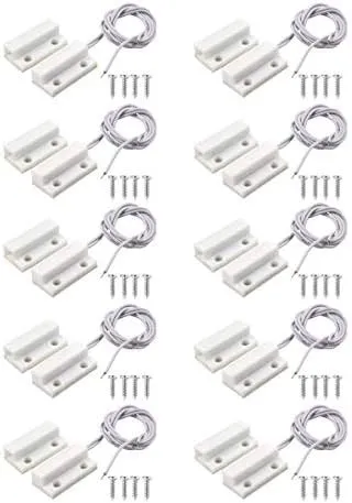 MC-38 Surface Mount Wired NC Door Sensor Alarm Magnetic Reed Switch White 10 Pai