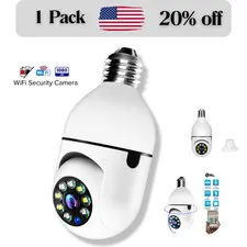 1080P WiFi Light Bulb Camera 360 Night Vision AI Tracking E27 Security Cam