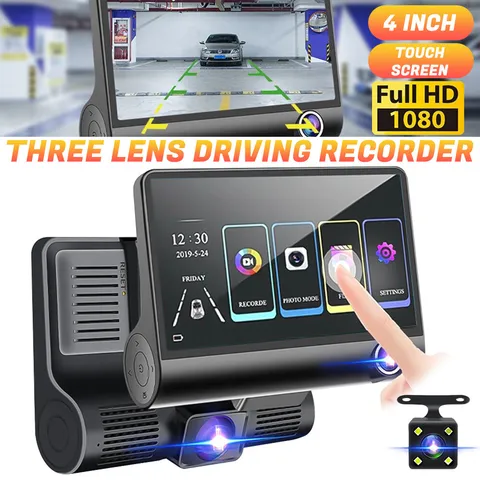 Camara De Seguridad Para Carro Auto 3lenses Delantero/Trasero/Interior Tactil 4"