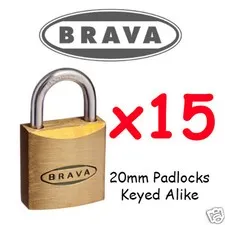 Padlocks x15  KEYED ALIKE BRAVA 20mm  High quality BULK LOT