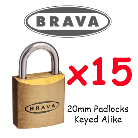 Padlocks x15  KEYED ALIKE BRAVA 20mm  High quality BULK LOT