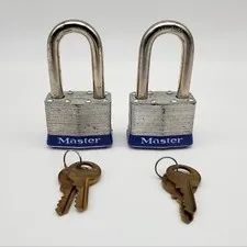 2x Master Lock No 1 Padlocks 1-3/4"L x 0.31" D Shackle 1-3/4" Body Keyed Alike