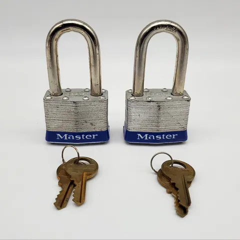 2x Master Lock No 1 Padlocks 1-3/4"L x 0.31" D Shackle 1-3/4" Body Keyed Alike