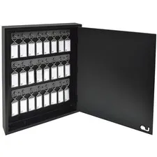 24-Key Cabinet with Lock, Wall Mount Wooden Key Organizer, Security Key Stora...