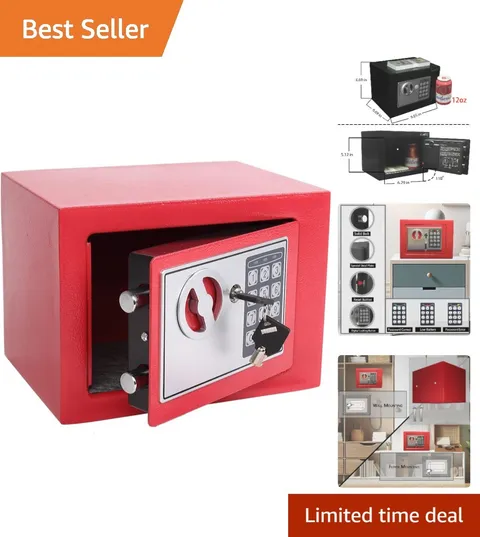 Compact Electronic Steel Safe Box, 0.23 Cu Ft - Secure Valuables with Ease
