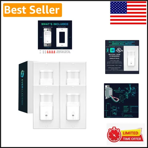 Automatic Motion Sensor Light Switches - 4-Pack Energy-Saving Solution for Homes