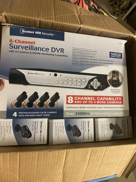 Bunker Hill Security 8-Channel Surveillance DVR 500GB w/ 4 Cameras + 3 more nvg
