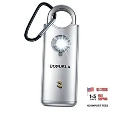 135dB Safety Alarm, USB-C Rechargeable SOS Siren & Light for Women | silver