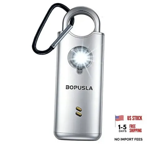 135dB Safety Alarm, USB-C Rechargeable SOS Siren & Light for Women | silver