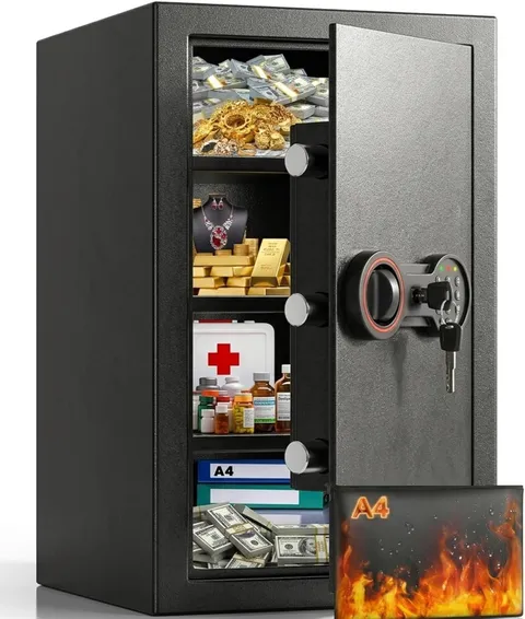 Reinforced Steel Home Safe with LED Light, Digital Lock & 3 Shelves - 4 Cu. Ft.