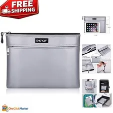 Fireproof & Water-Resistant Document Safe Bag with Double Zipper Design