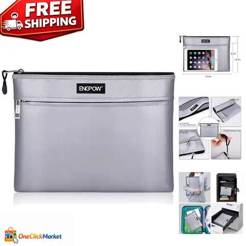 Fireproof & Water-Resistant Document Safe Bag with Double Zipper Design