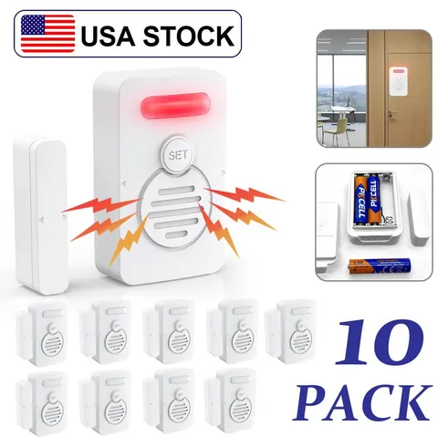 Wireless Voice Door Alarms When Opened 90dB Adjustable Volume Window Alert 10PCS