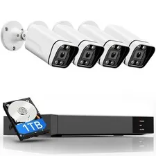 4K Security Camera System 4pcs 8MP Wired PoE Cameras for Home Security Outdoo...