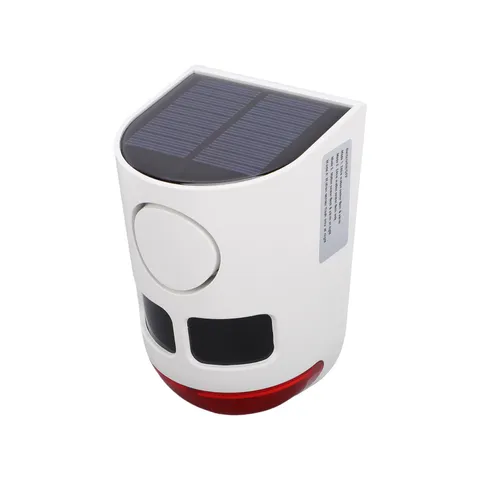 Solar Motion Sensor Alarm 4 Modes 129dB Siren IP55 Waterproof Strobe
