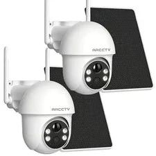 ARCCTV Wireless Solar Security Camera Outdoor PTZ 2 Way Audio Color Night Vision