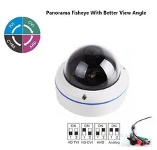 5MP Fisheye Dome CCTV Unit 4-in-1 Analog TVI CVI AHD CVBS Wide Angle Lens