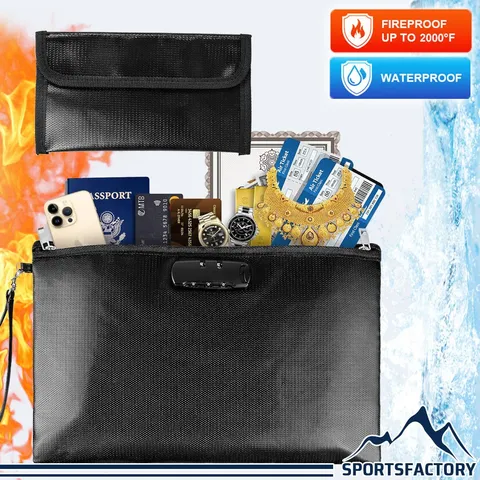 2000℉ Fireproof Document Bag Waterproof Pouch Storage Safe for Money File Cash