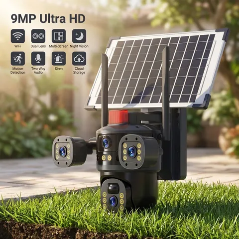 Camara De Seguridad Solar Inalambricas Para Exterior Con Vision Nocturna y Audio