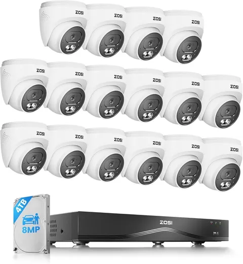 ZOSI C220 4K 8MP 16CH 16 x 8MP POE Security Camera System AI Detect 4TB HDD