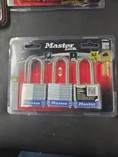 Master Lock Steel Pin Tumbler Padlocks 3TRILF 1.5", 3 Pack Keyed Alike NIP