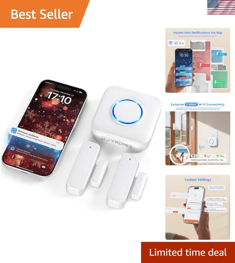 Door Chime, Smart WiFi Door Sensor Chime Window Sensor Alarm | Free Phone App...