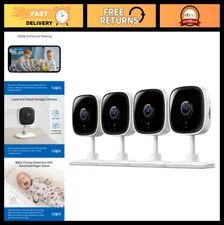 1080P Indoor Security Camera 4-Pack - Baby Monitor, Pet Camera, Home Surveillanc