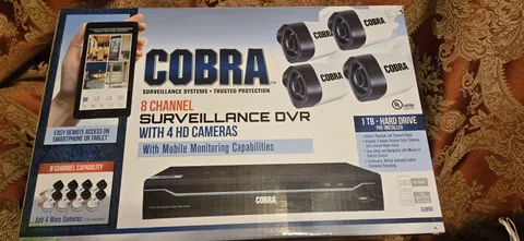 Cobra 63890 8-Channel Security Camera System with 4 HD Cameras New In Orig Box